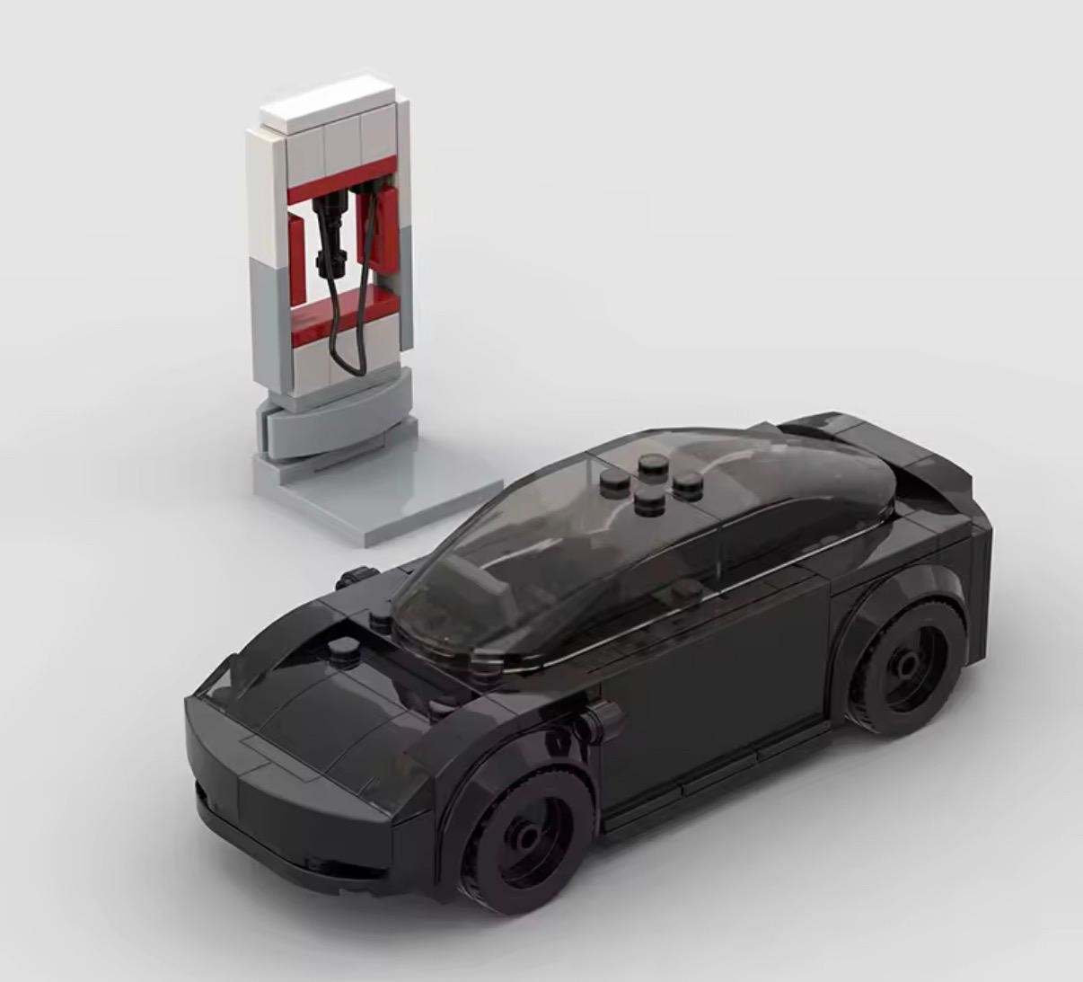Tesla model Y with charging station
