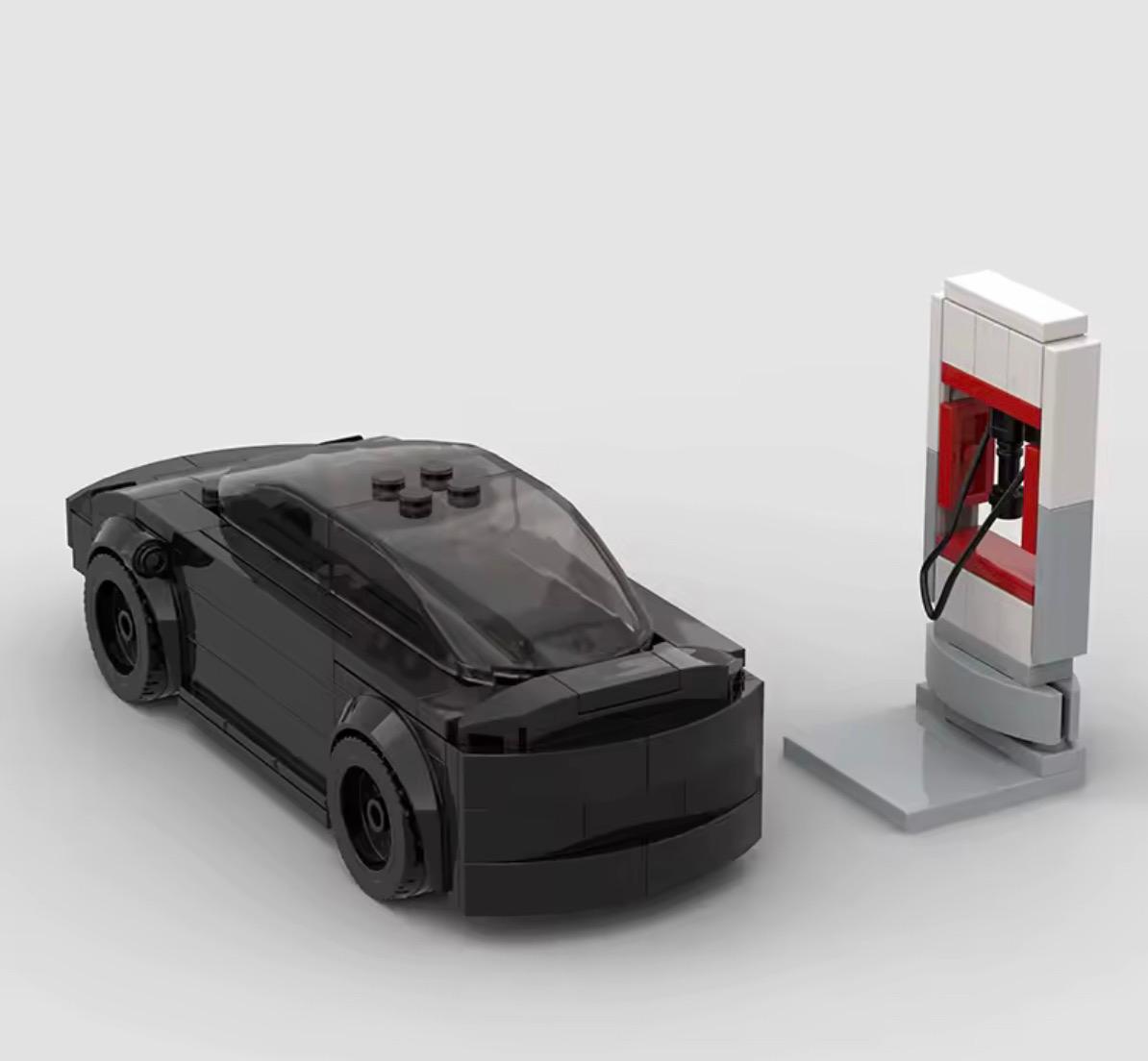 Tesla model Y with charging station