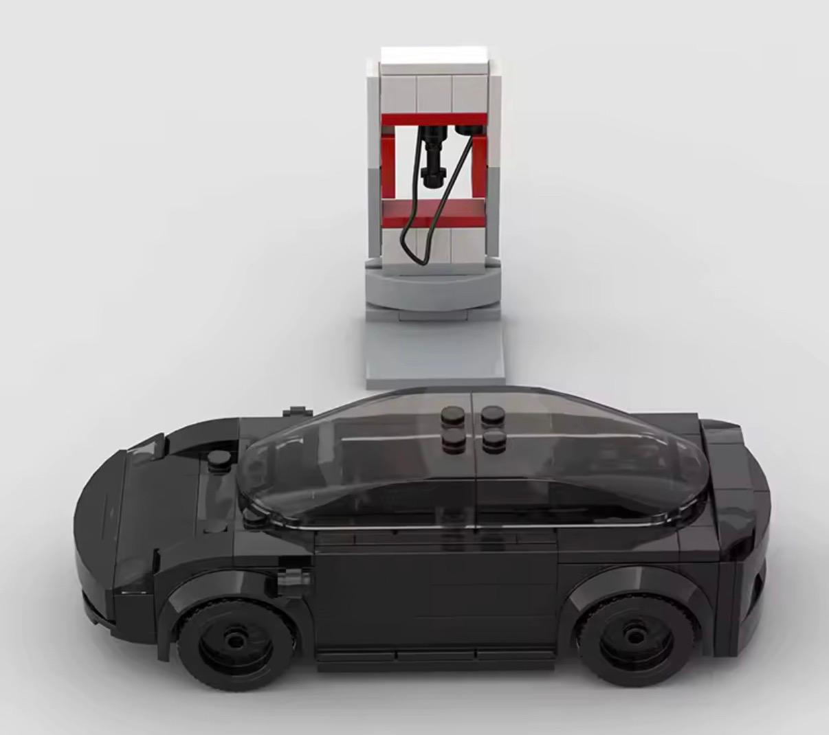 Tesla model Y with charging station
